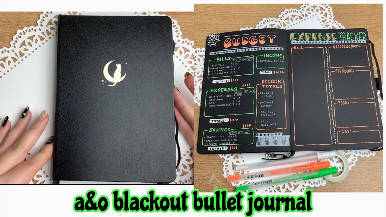 Archer & Olive blackout bullet journal set up + my october budget