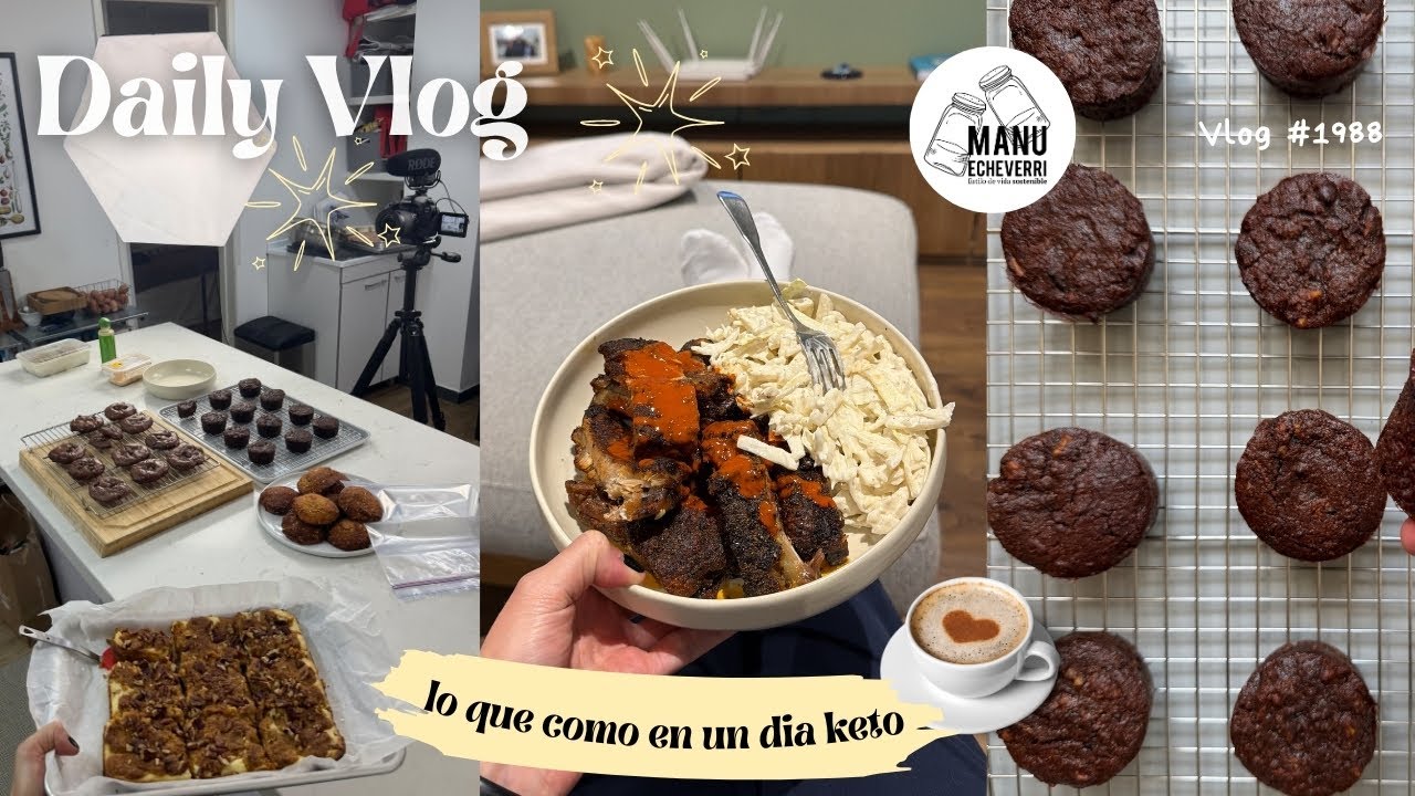 🧁ASI ORGANIZO MIS DIAS DE GRABACION DE RECETAS | LO QUE COMO EN UN DIA | VLOG 1988 | Manu Echeverri