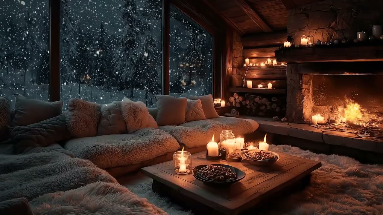Cozy Fireplace Soft Piano Music  Relaxing Winter Ambience for Deep Sleep, Focus