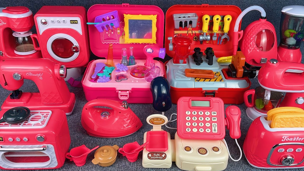 10 Minutes Satisfying with Unboxing Red Kitchen Appliances Play Set Review Toys | ASMR