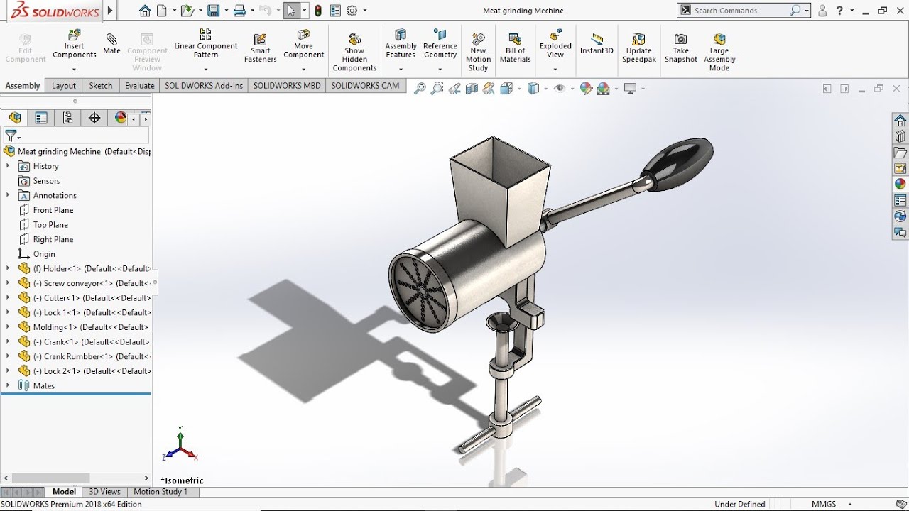 Design a Meat Grinding Machine Use Solidworks