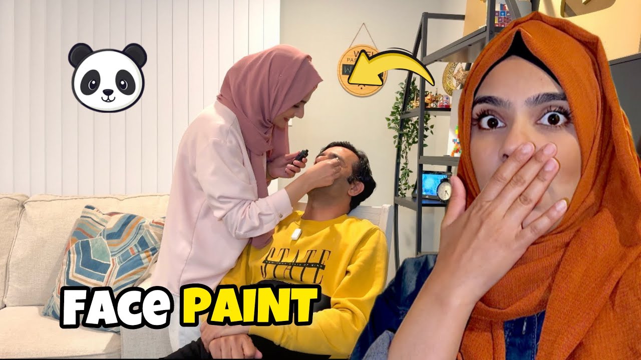 We did a Full Face PAINT on Luqman for the First time ! 🎨🐼