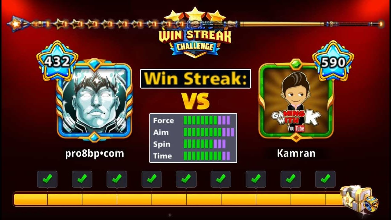 8 ball pool Win Streak Challenge 😎 With Gaming With K 😃 Free Cue And Ring