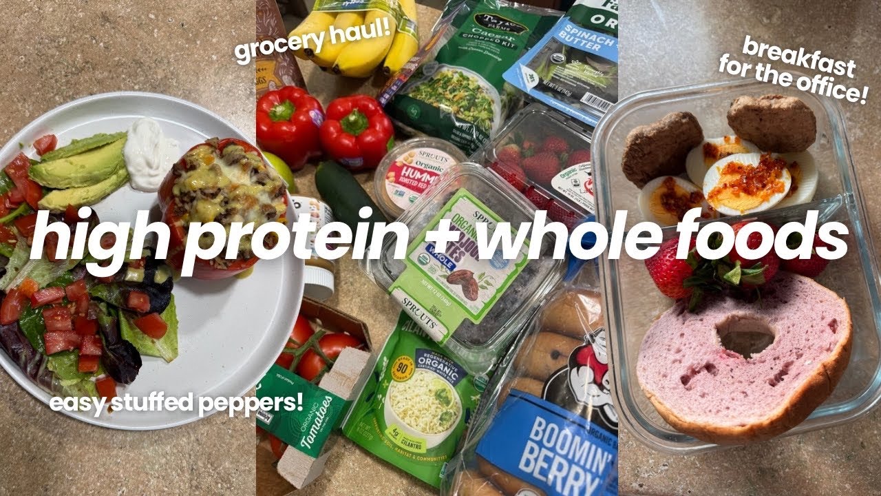 Healthy grocery haul from Sprouts, easy meal ideas,  eating high protein and whole foods!