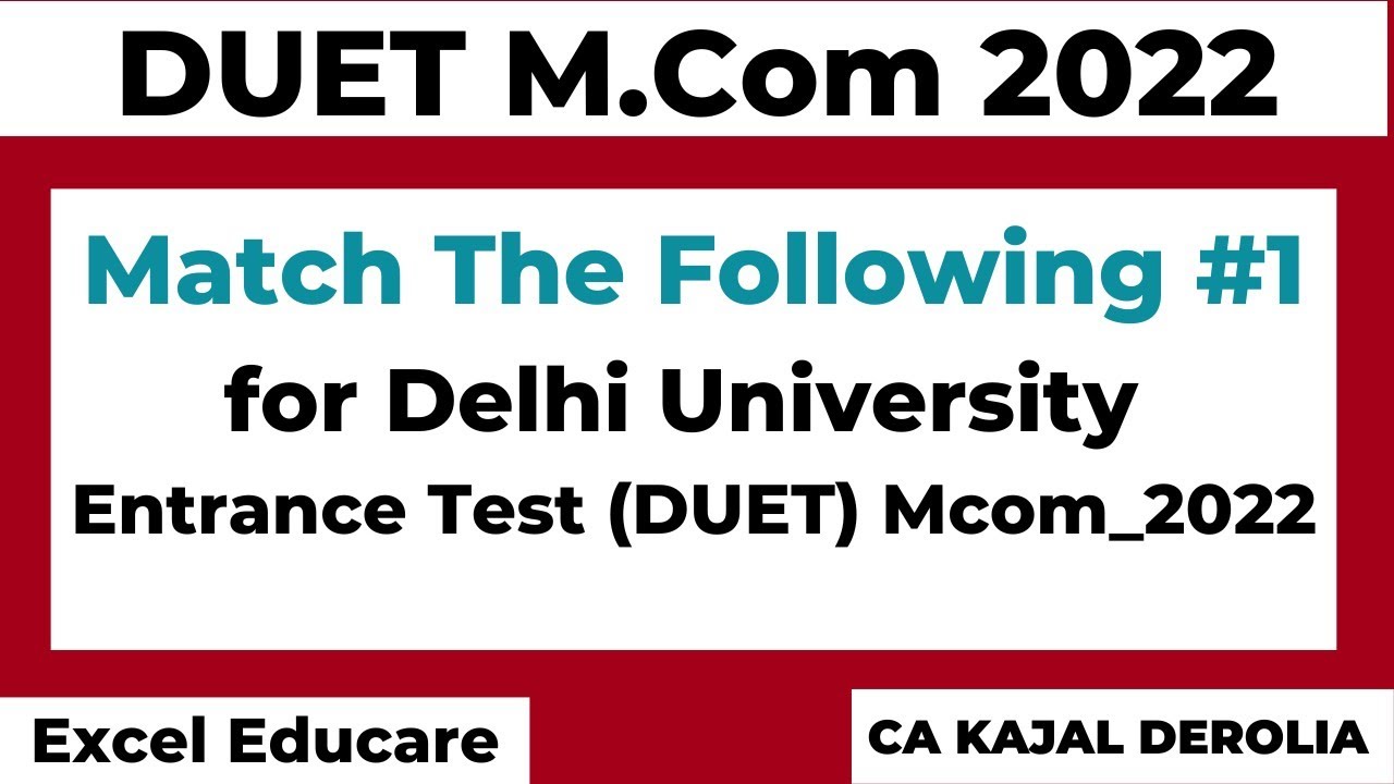 DUET Mcom 2022 Top 10 Important MCQs | Delhi University Entrance Test | Mcom Entrance Test 2022 |