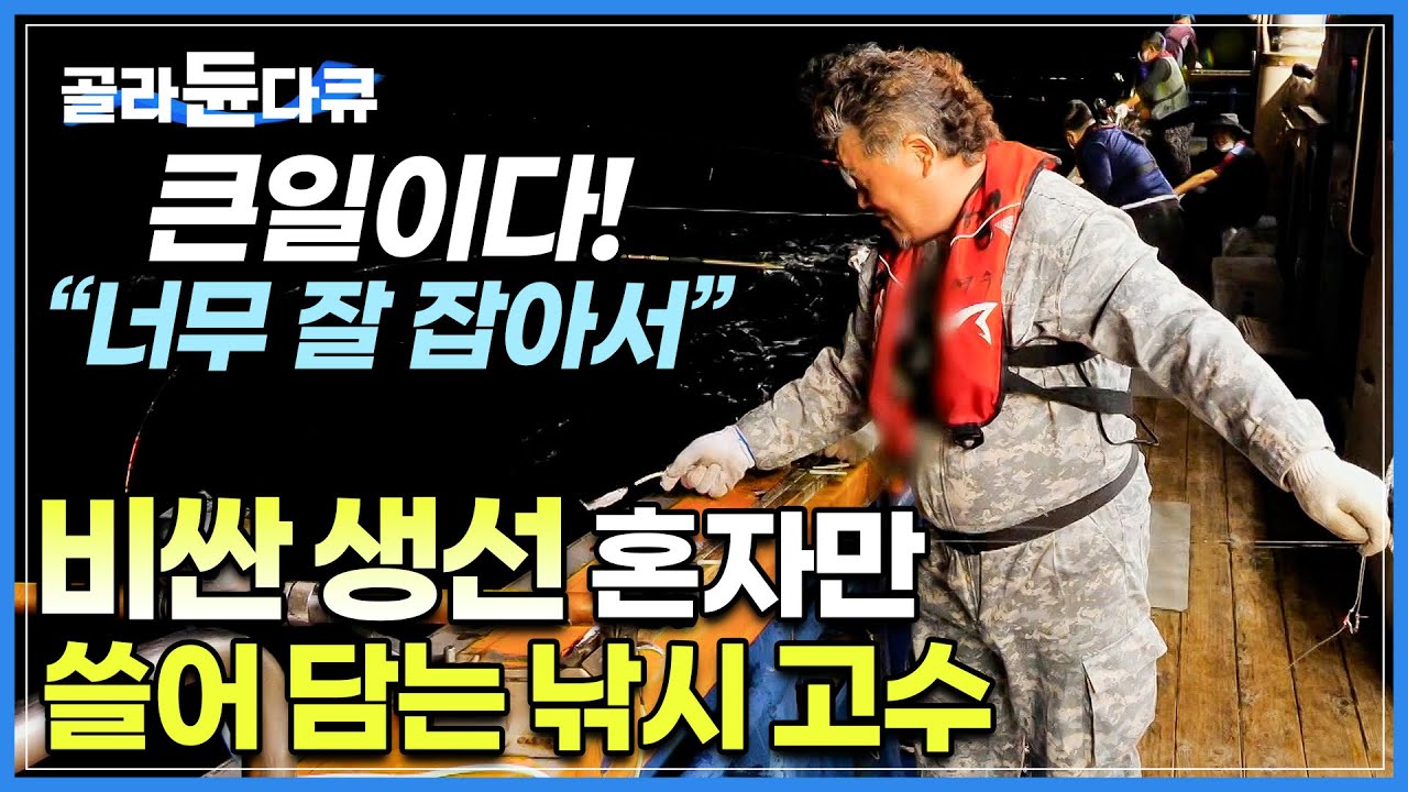 낚는 게 아니라 그냥 생선을 줍네요! 옆에서 아무도 못 잡는데 혼자서만 비싼 갈치 쓸어 담는 '갈치잡이 은둔 고수'│여수 은갈치잡이│바닷가 사람들│#골라듄다큐