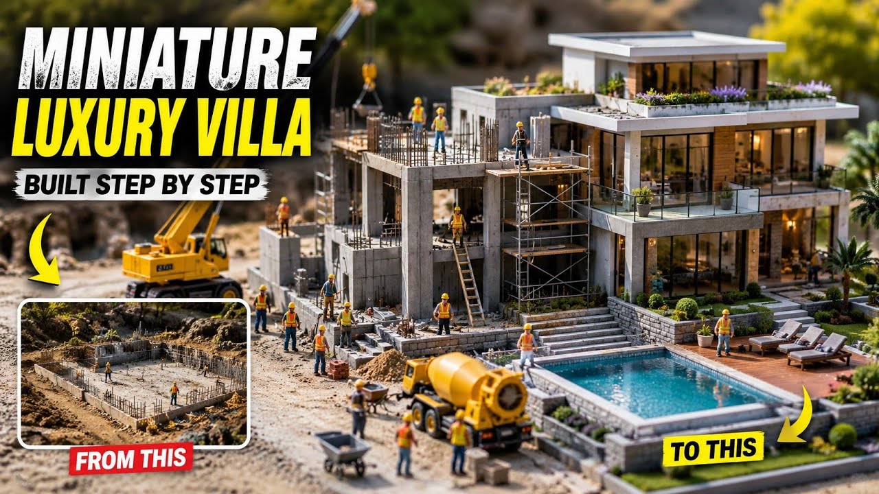 Tiny Workers Build an Amazing Luxury Villa | Miniature Construction ASMR #tinyhouse 
