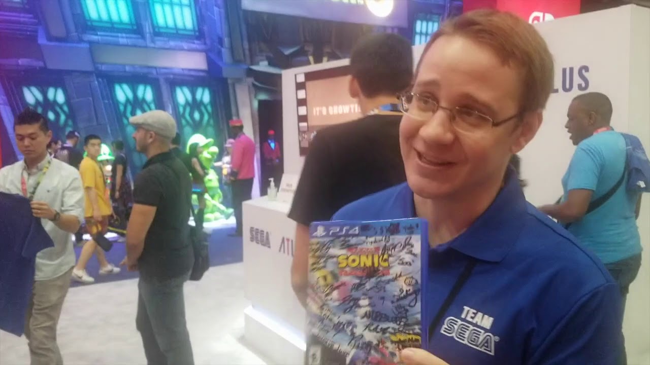 SEGAbits at E3 2019: Aaron Webber Given Signed Team Sonic Racing From Sonic Revolution Event
