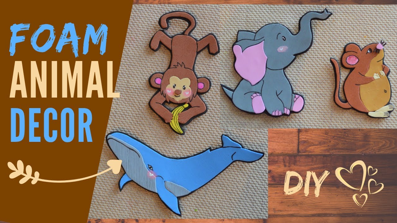 EVA Foam Sea/Exotic animals | Step by step Monkey, Elephant, Whale, and Mouse | 5 minutes craft idea