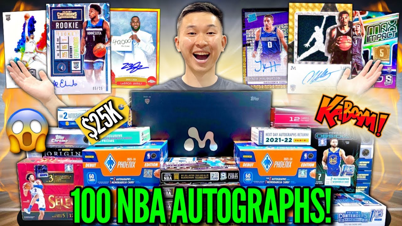 Opening INSANE $25,000 NBA BASKETBALL PACKS until I pull 100 AUTOGRAPH CARDS (MONSTER PULLS)! 😱🔥