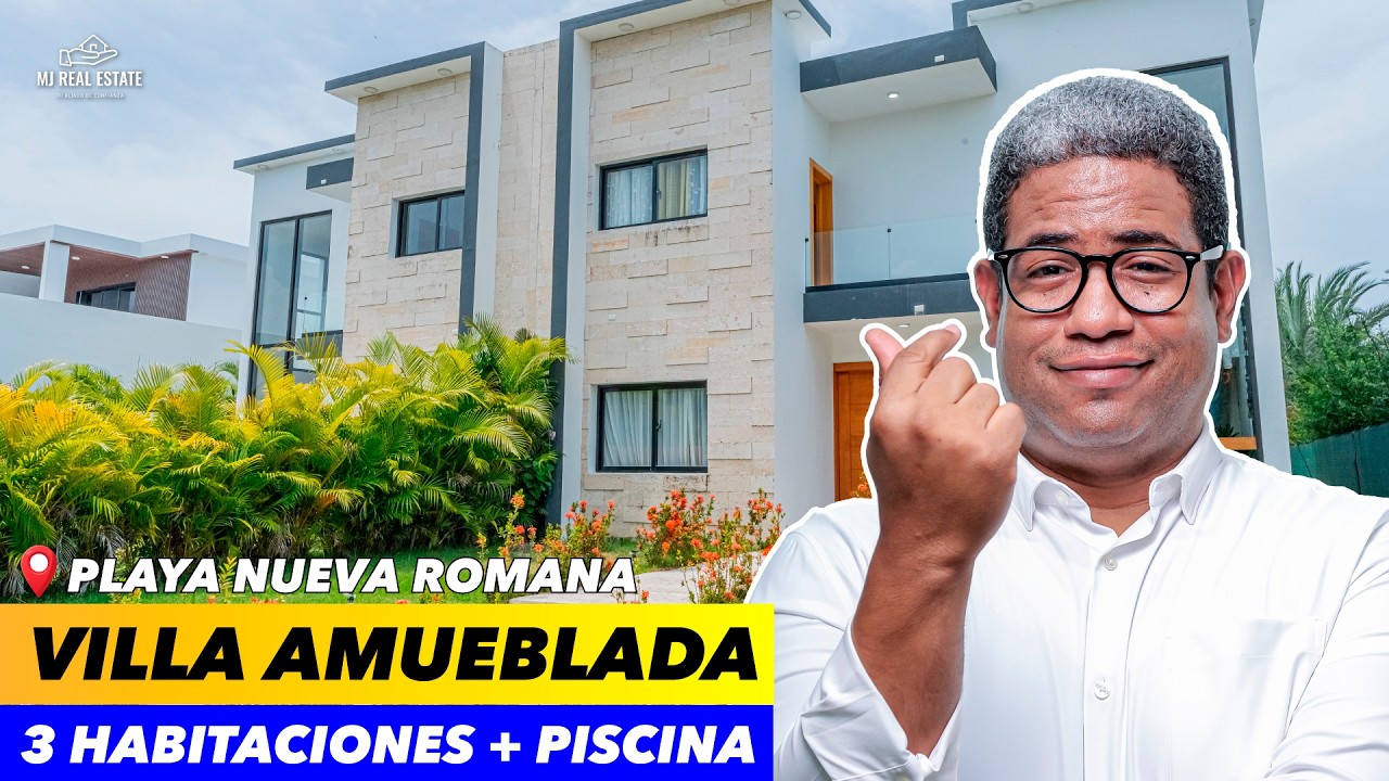 VILLA Amueblada en Playa Nueva Romana ¡COMO NUEVA!, de 3 habitaciones
