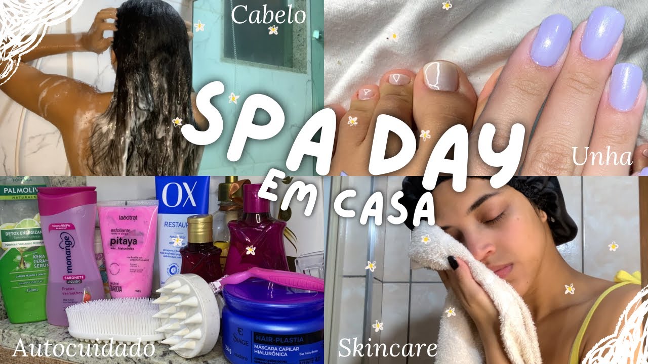 Spa Day em casa 🧖🏻‍♀️🫧 autocuidado, skincare, cabelo, banho, unhas ✨