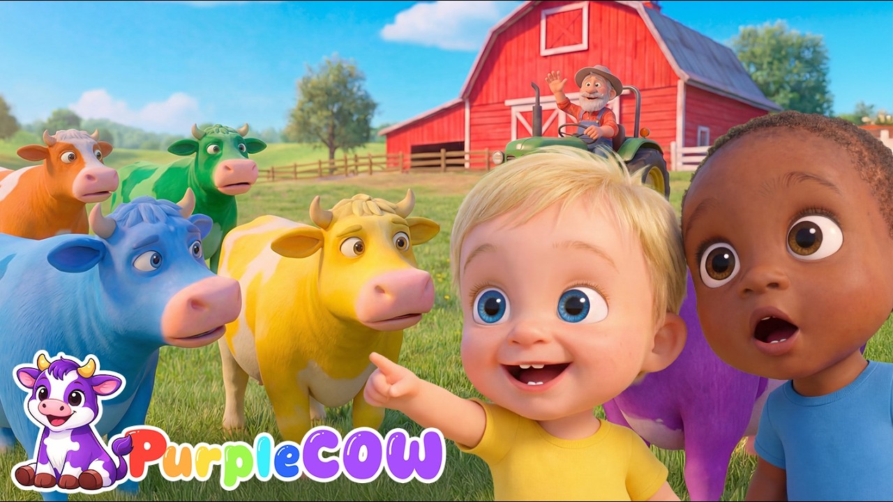 Old Mac Donald’s Colorful Cow Farm | Nursery Rhyme &  Songs For Kids