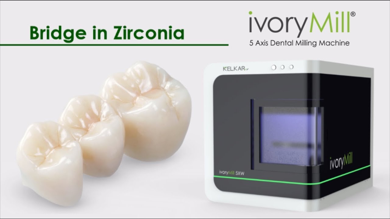 KELKAR ivoryMill 5XW Dental Milling Machine -Bridge in Zirconium Oxide