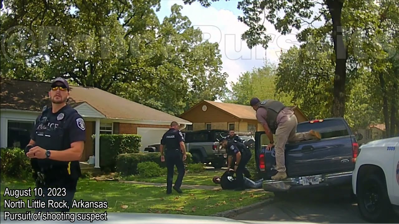 Shooting suspect flees North Little Rock Police in truck - SPIKE STRIPS deflate tire ending pursuit