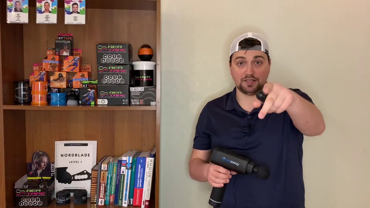 Trigger point therapy for triceps surae muscle. Percussion therapy. Massage Gun - AchedAway.