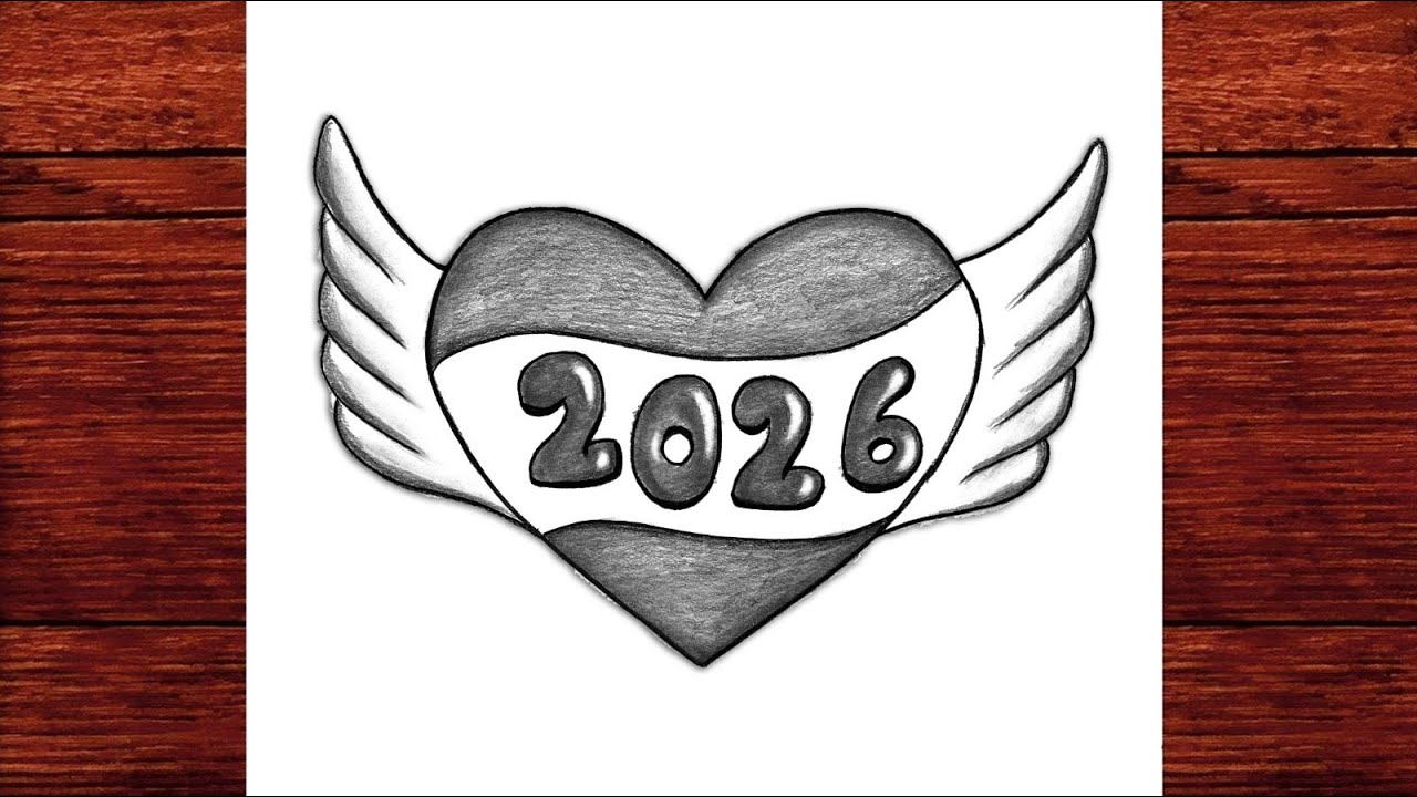 Happy New Year 2026 Drawing | Easy Step by Step Pencil Tutorial