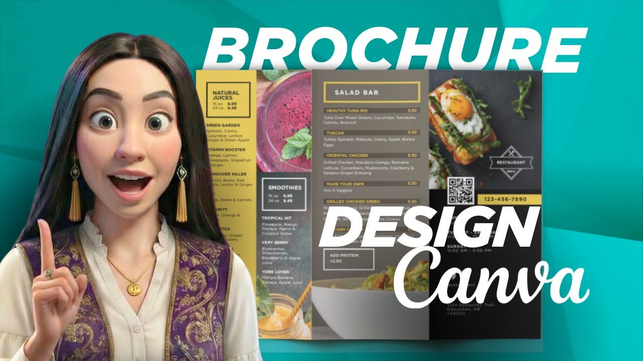 Subscription Free Canva Brochure Menu Design in 15 minutes: US Letter Size,  international A4 Guide