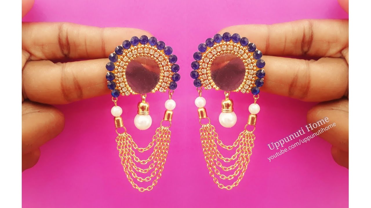 How To Make Designer Earrings At Home | DIY | Pearl Drop Earrings |  Jewelry Making | uppunutihome