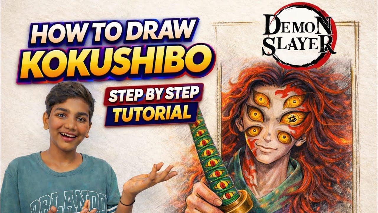 How To Draw Kokushibo Step-By-Step | Upper Moon 1 (Demon Slayer)