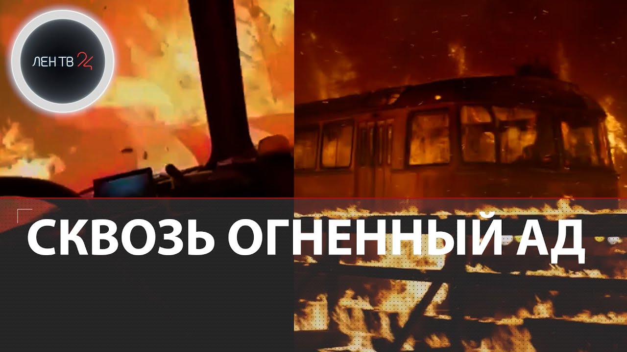 Пожарные в огненной ловушке | Машина МЧС прорвалась через лесные пожары в Рязанской области
