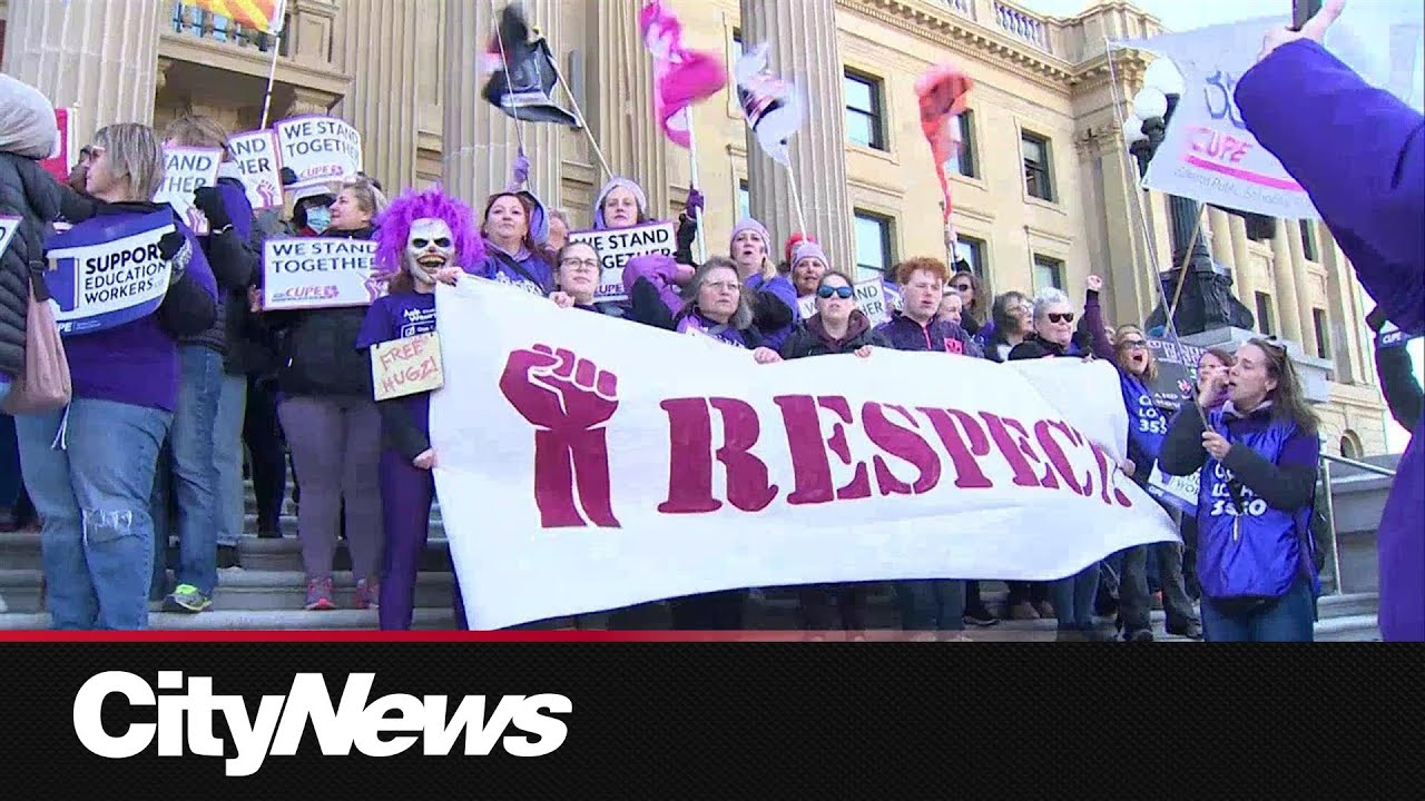 Education workers walk off the job in Edmonton