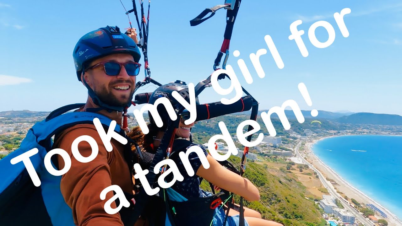 Took my girl for a tandem: Amazing flying over the island of Rhodes, Greece