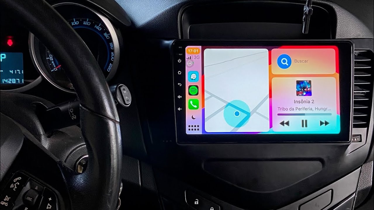 Upgrade de multimídia Android 9” Cruze 2013 com Apple car play e Android auto