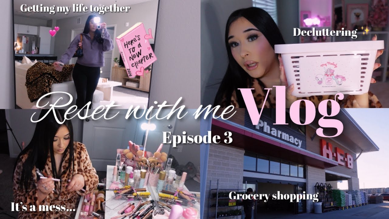 RESET VLOG: starting over, decluttering, organizing makeup, small DT haul & grocery shopping 