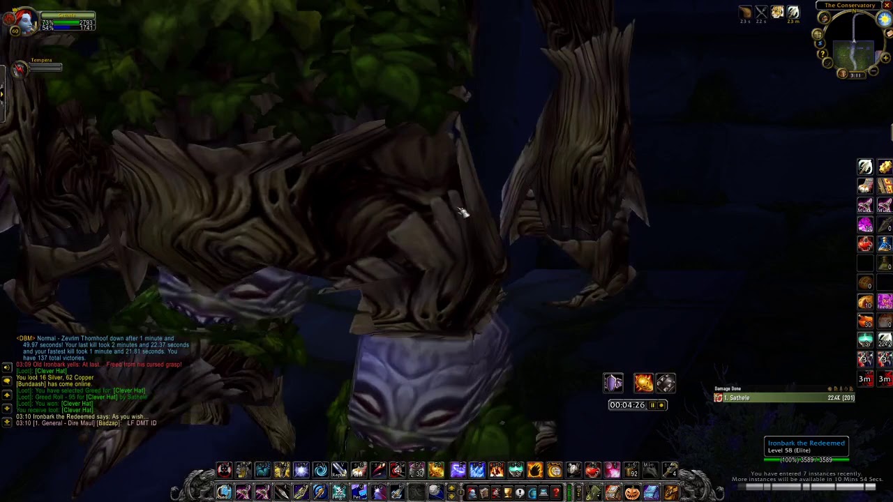 Classic WoW - Hunter solo Dire Maul East Rich Thorium Vein Farm