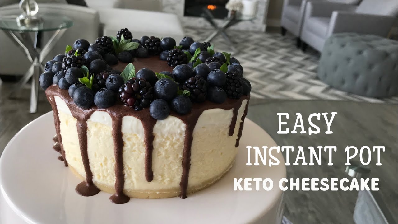 Instant Pot Keto Cheesecake Drizzled with Low-Carb Chocolate Ganache