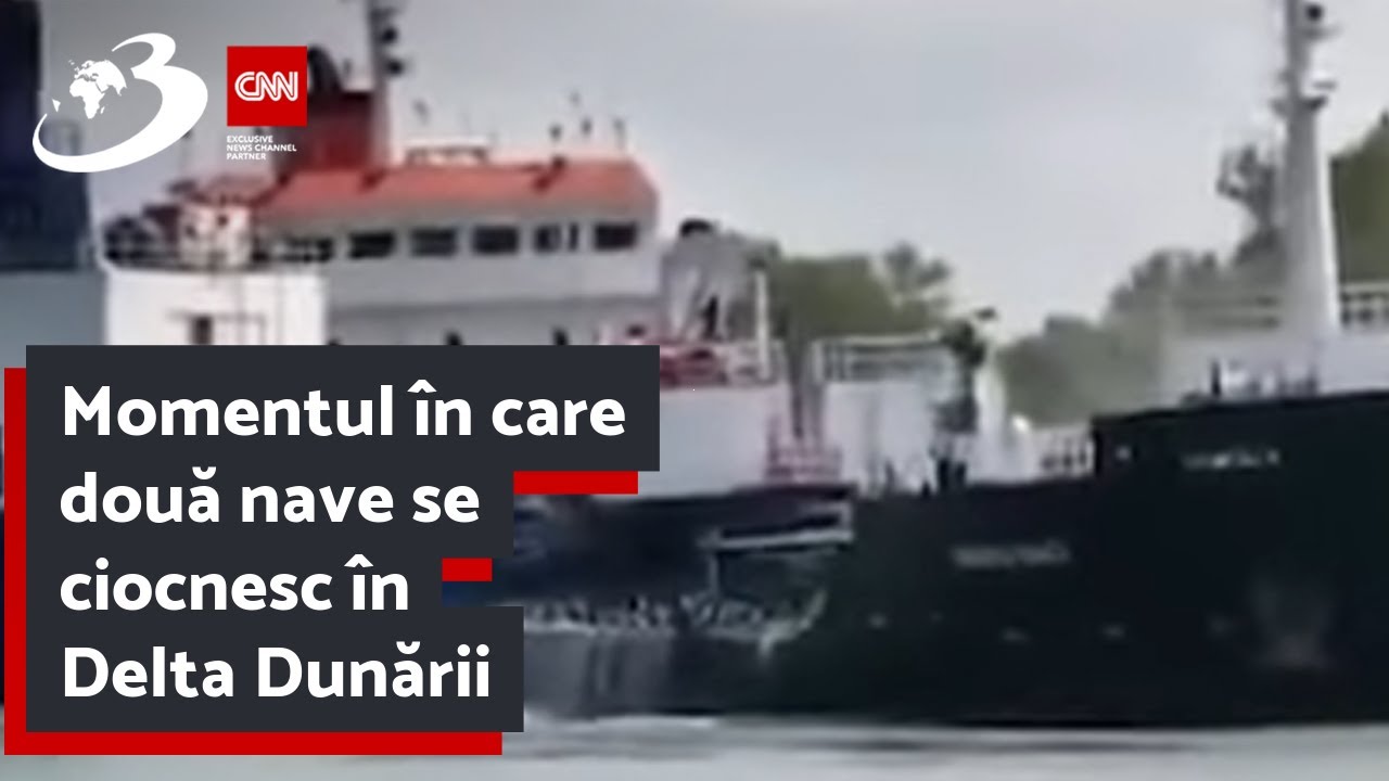 Momentul în care două nave se ciocnesc în Delta Dunării