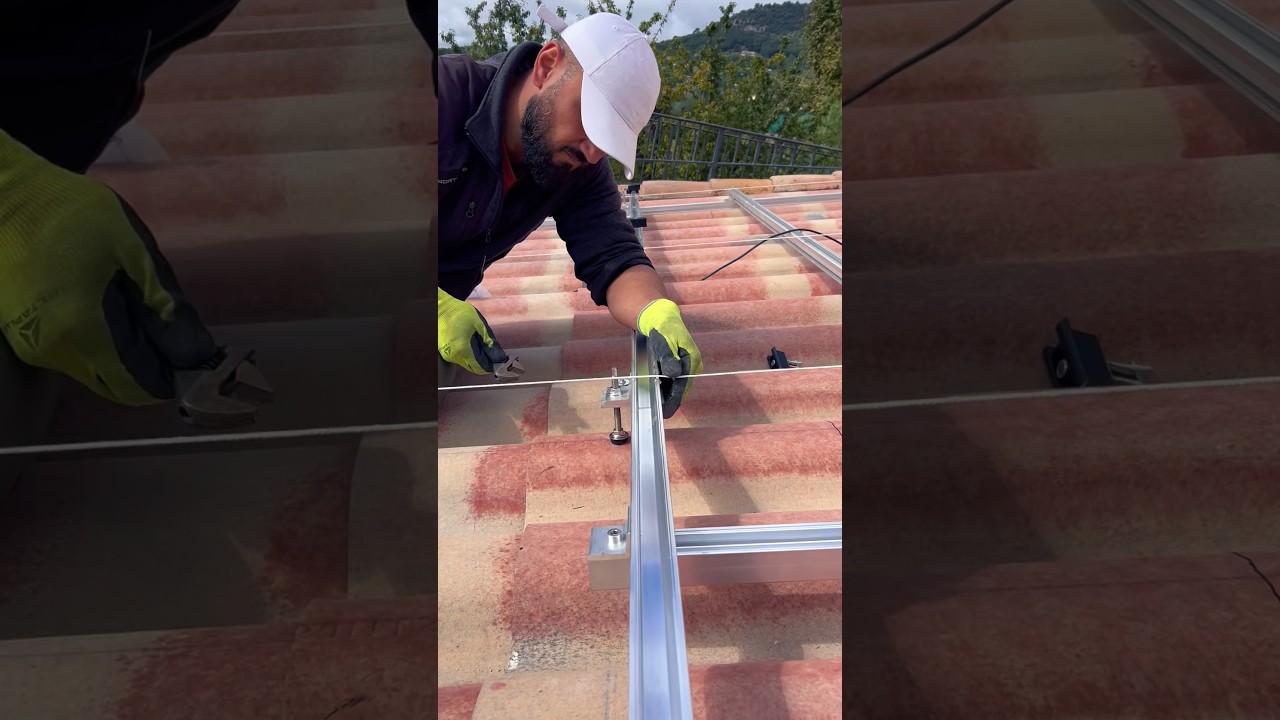 Alignement des rails (K2 SYSTEMS SingleRail) pour la pose de panneaux photovolta&iuml;ques #solaire #toit