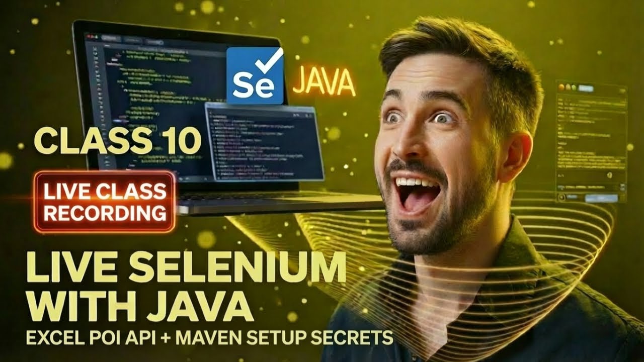 (Java Class 10 Live Class Recording): Excel POI API + Maven Setup Secrets Selenium Tester Must Know
