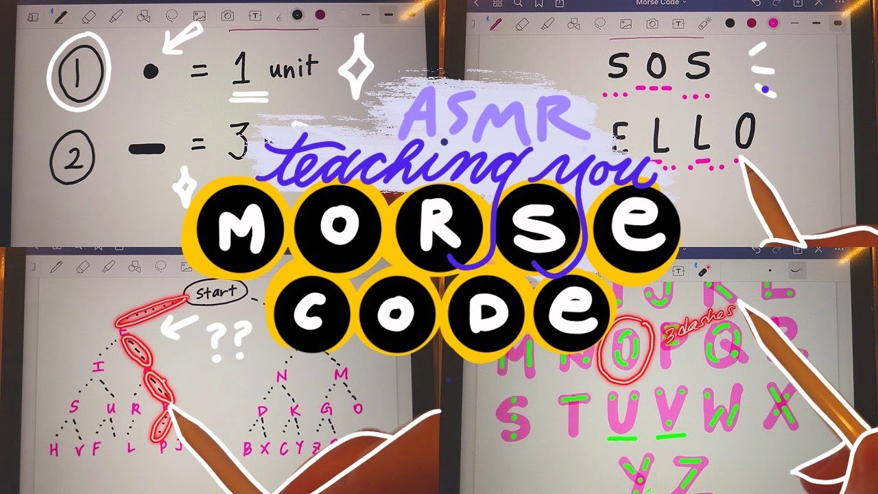 ASMR Teaching you Morse Code 😲 | iPad writing sounds, whispering, pencil sounds, mouth sounds