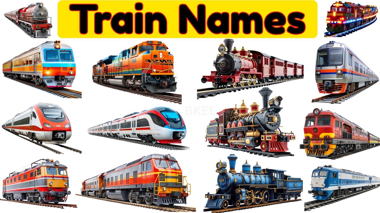 Trains Name for Kids 🚂 | Types of Trains | Learn Railway Transport in English |  Tram, Metro
