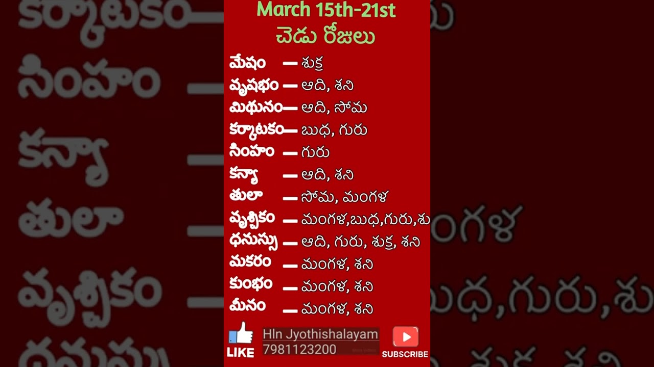 March 15th to 21st