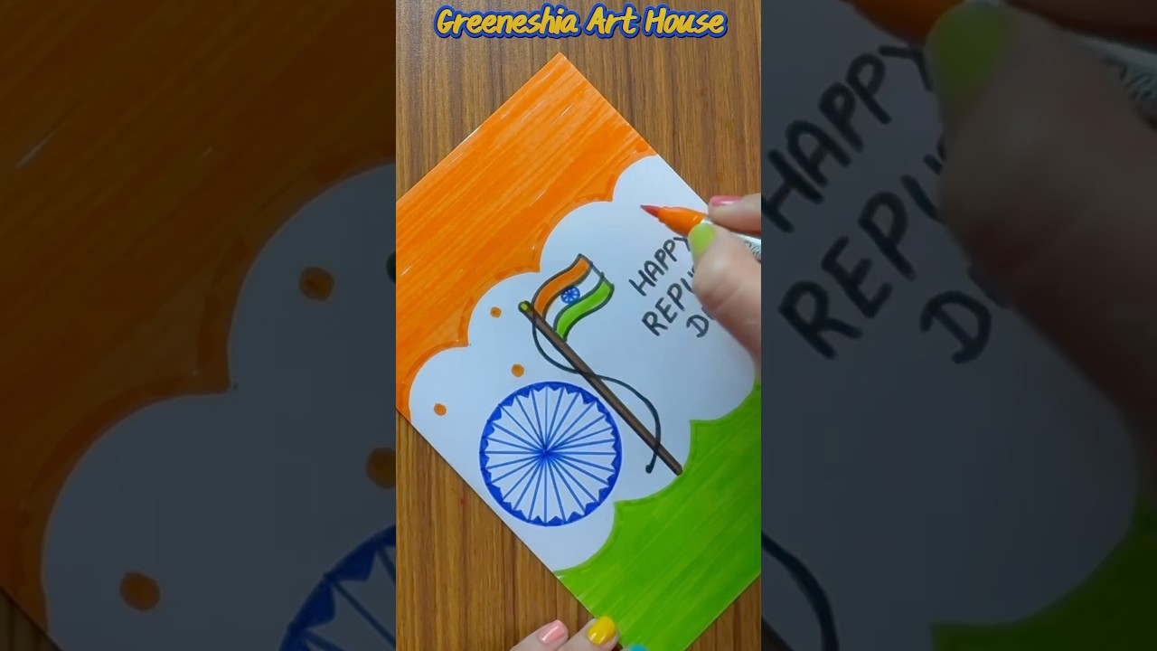 Indian Flag Drawing 🇮🇳 Tricolour craft ideas | Happy Republic day #shorts #youtubeshorts #short