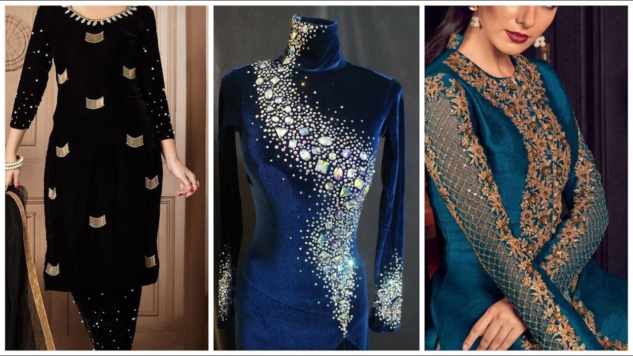New  top style and Stone different designing velvet dress designer party wear bridal dress.