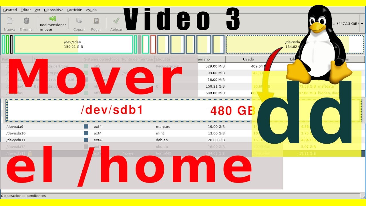 H-03 🐧Mover el /home a otro disco duro [Linux - GParted - dd - fstab]🐧 [V173]