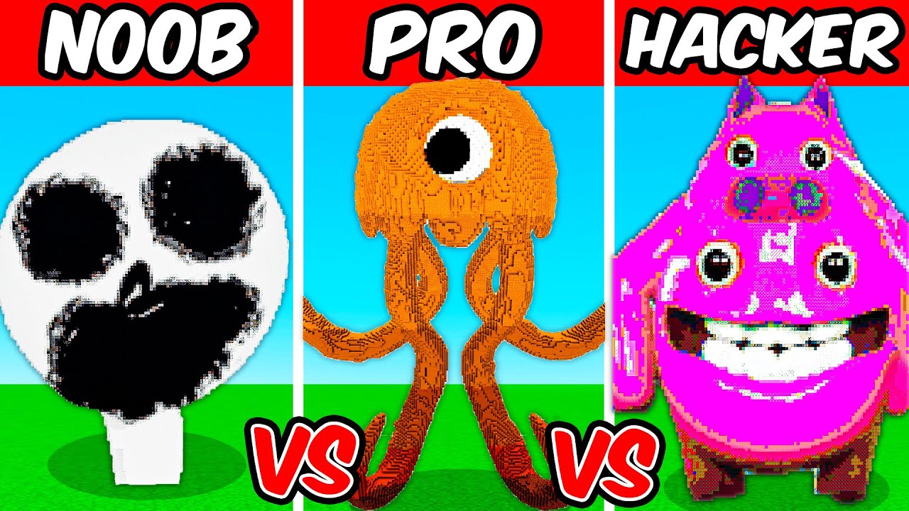 CHEF PIGSTER & STINGER FLYNN & ZOLPHIUS Build Challenge Movie: NOOB vs PRO vs HACKER Minecraft