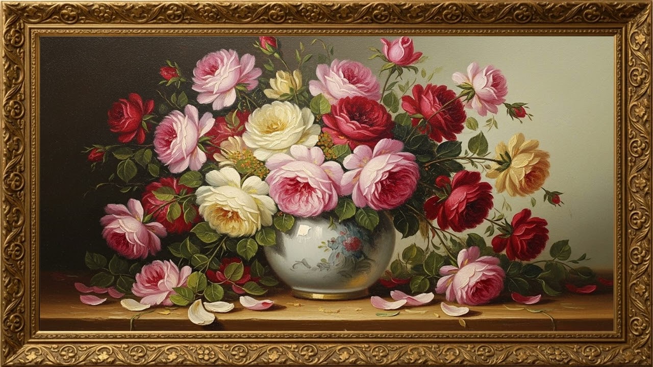 Soft Blossom Flower Painting | Elegant Floral Art Screen Experience