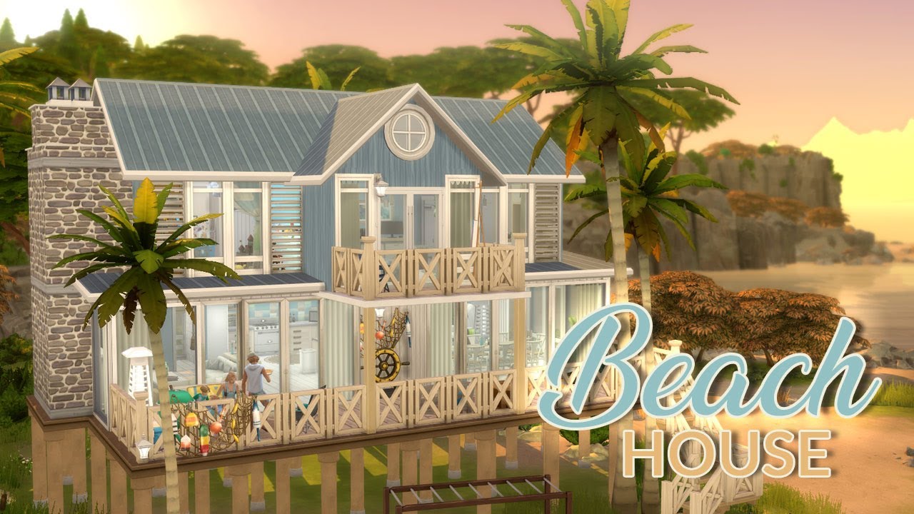 FAMILY BEACH HOUSE | The Sims 4 | Stop Motion Build | No CC