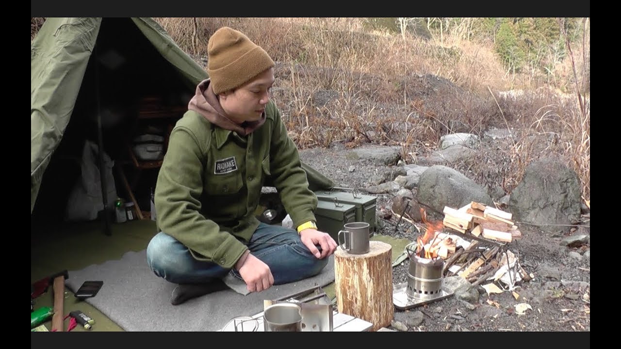 【軍幕】ポーランド軍幕で川を見ながらDAYキャンプ（ウニとイクラのクリームパスタ）★Theヨシのキャンプ