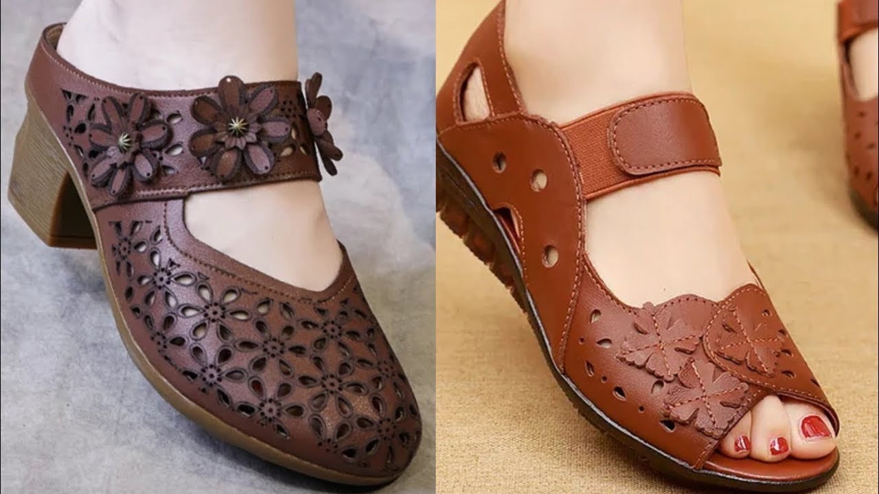 TOP DIFFERENT FOOTWEAR DESIGN WOMEN LEATHER SANDAL DESIGN BEST SLIP ON SHOES COLLECTION