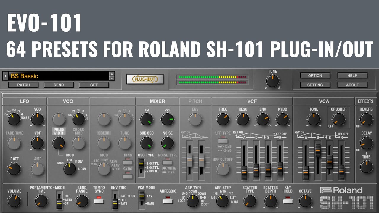 EVO 101 - 64 New Presets for Roland SH-101 Plug-In/Out Synthesizer