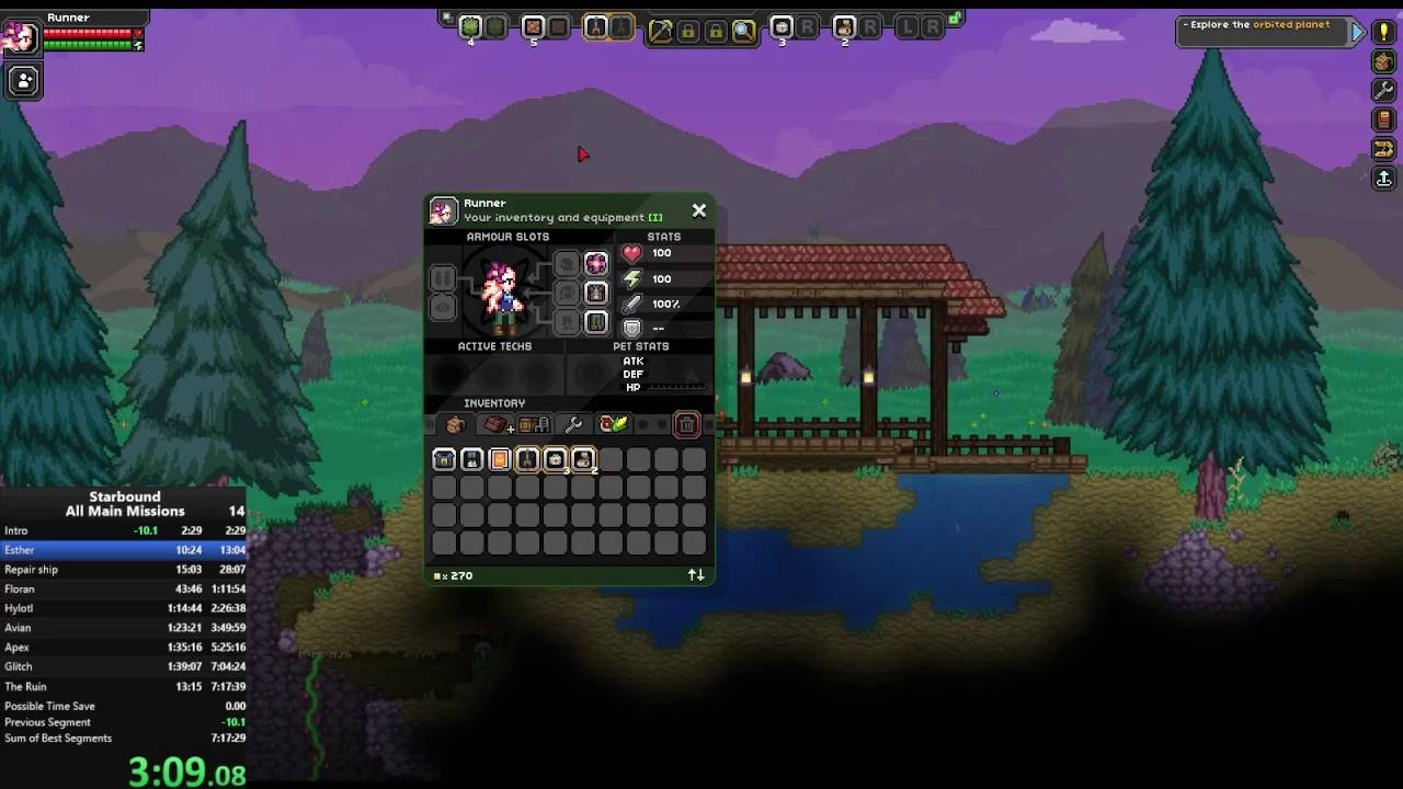 Starbound all main missions speedrun in 5:16:23 v. 1.0.5 solo