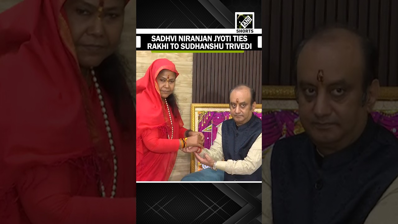 NCBC Chairperson Sadhvi Niranjan Jyoti ties Rakhi to BJP MP Sudhanshu Trivedi on Raksha Bandhan