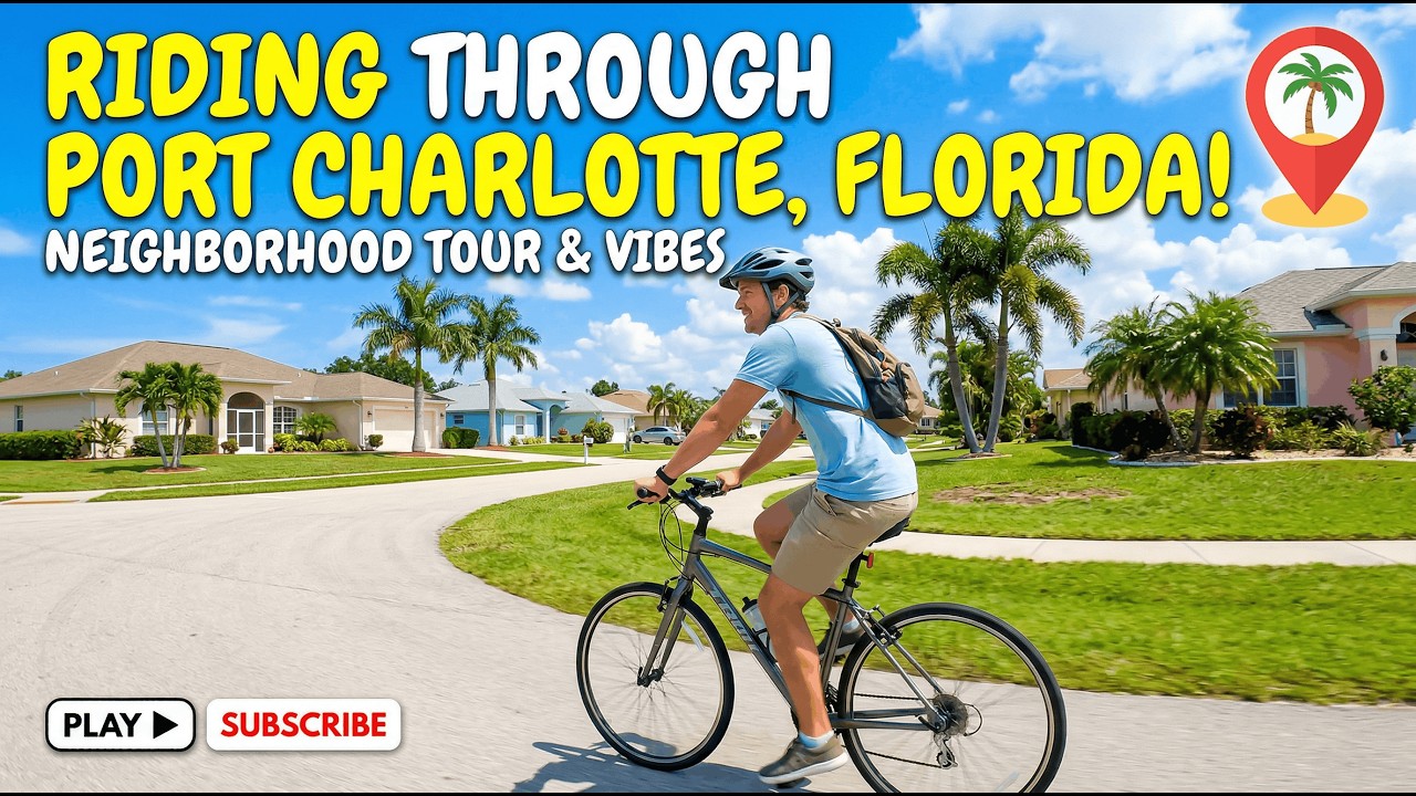 Riding a Bicycle Around Neighborhoods of Port Charlotte, Florida