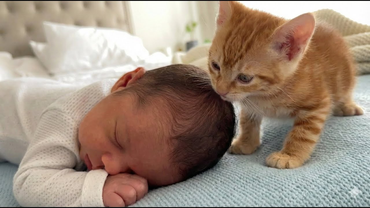 This Kitten Thinks the Baby Is a Hair Salon | Kitten And Baby Cute Compilation